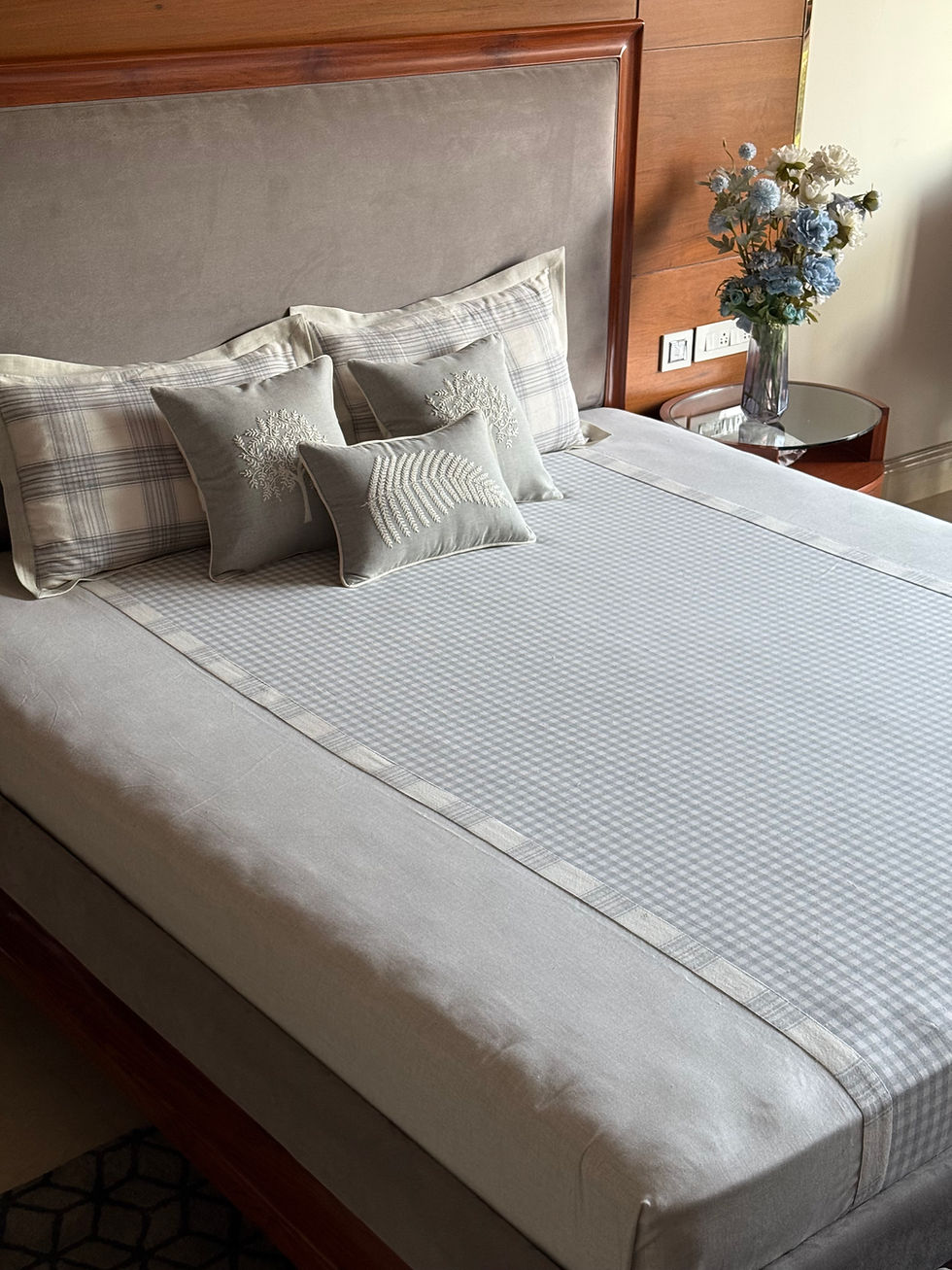 Thumbnail: The Minimalist Winter Grey Checkers Bedsheet Set