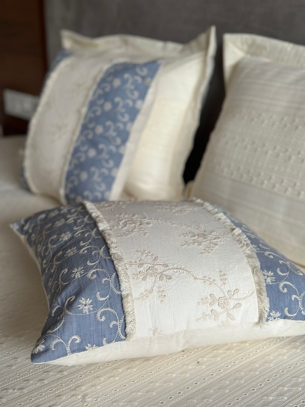 Thumbnail: Ivory Bloom 3D Embroidered Cushion Cover