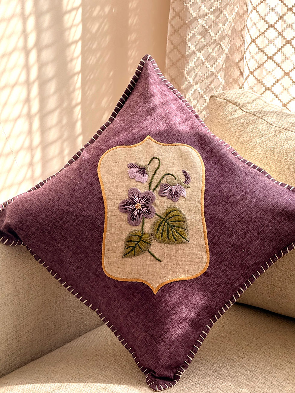 Thumbnail: Bloom Purple Iris Patchwork Cushion Cover