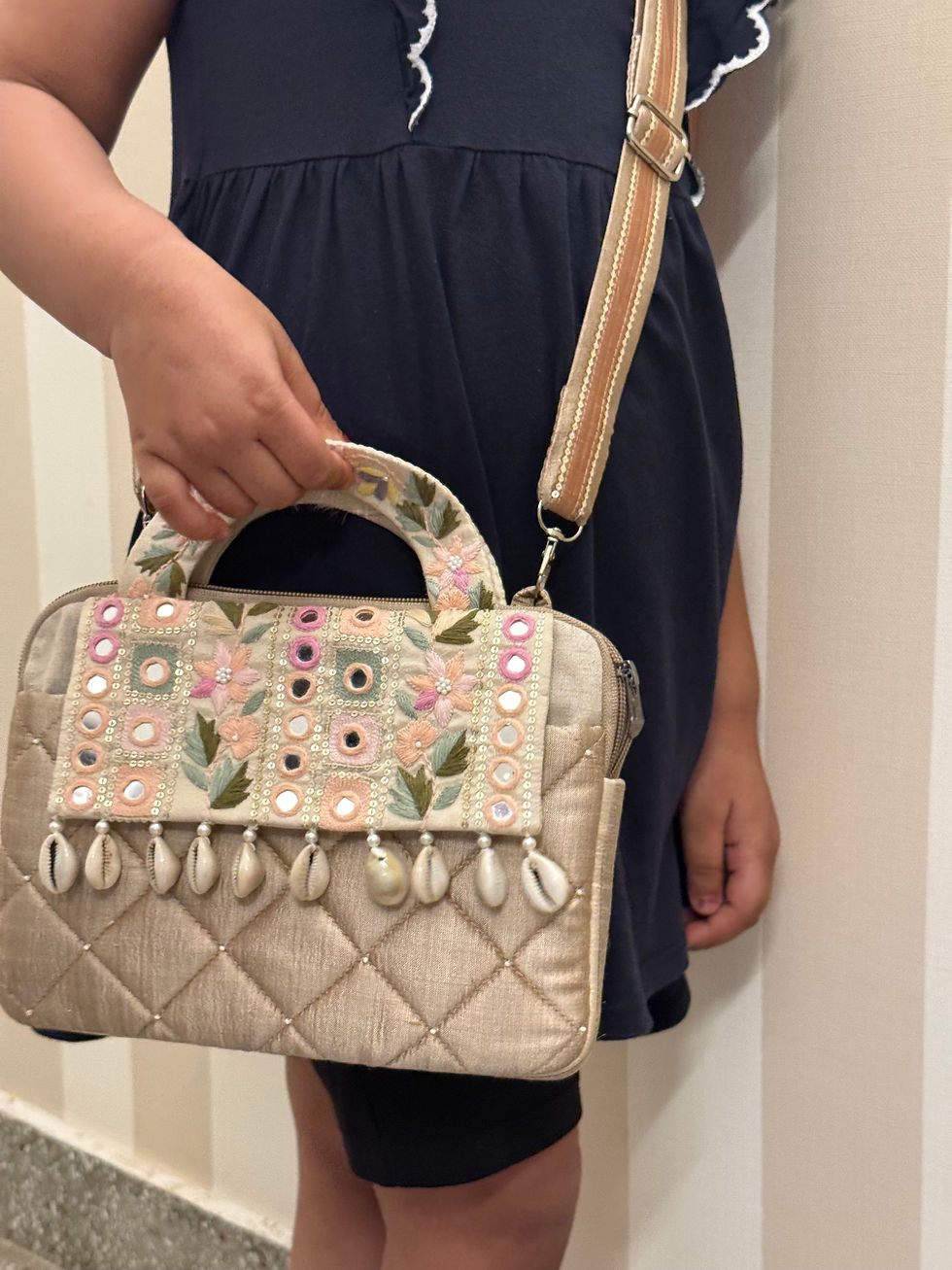 Thumbnail: Pataka Gold Silk Embroidered Party Sling Bag