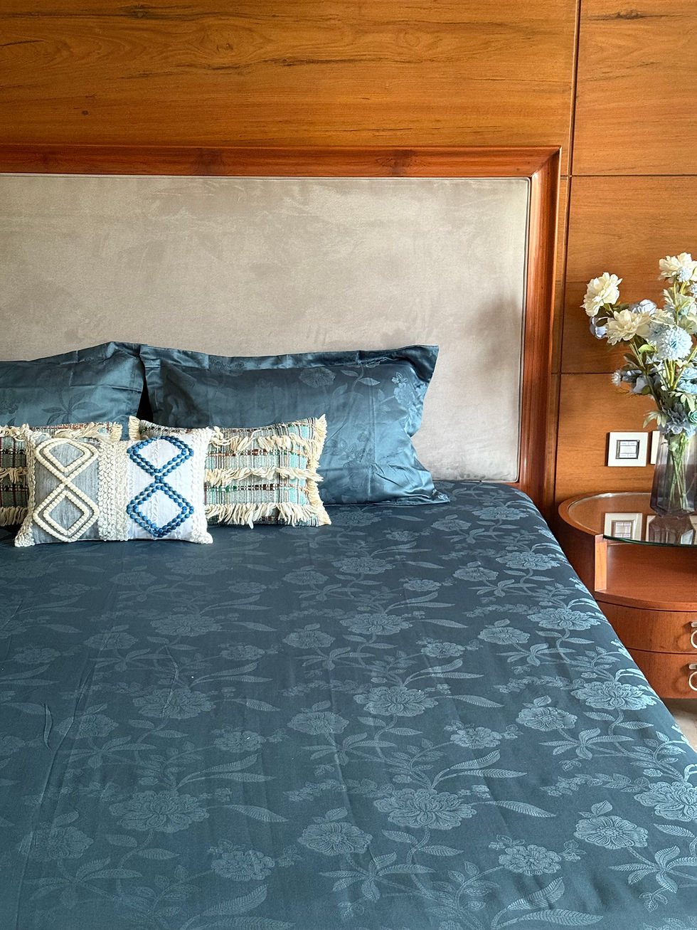 Thumbnail: Bloom Meadow Powder Blue Bedsheet Set