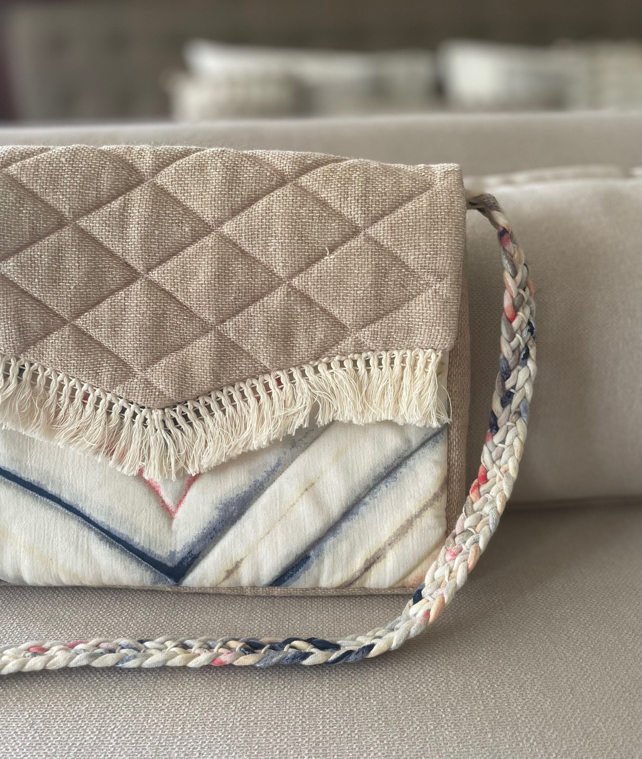 Raw Ombré tasselled Sling Bag