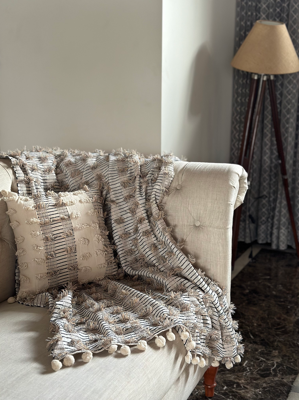 Thumbnail: Distressed Beige Ivory Sofa Throw