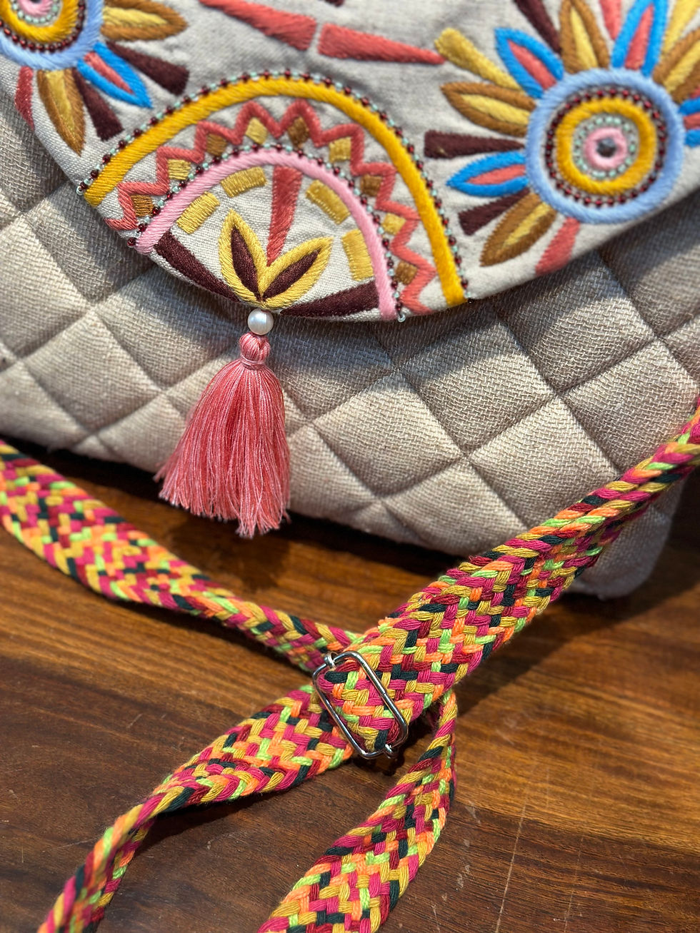 Thumbnail: Raw Pop Hand embroidered Sling Bag