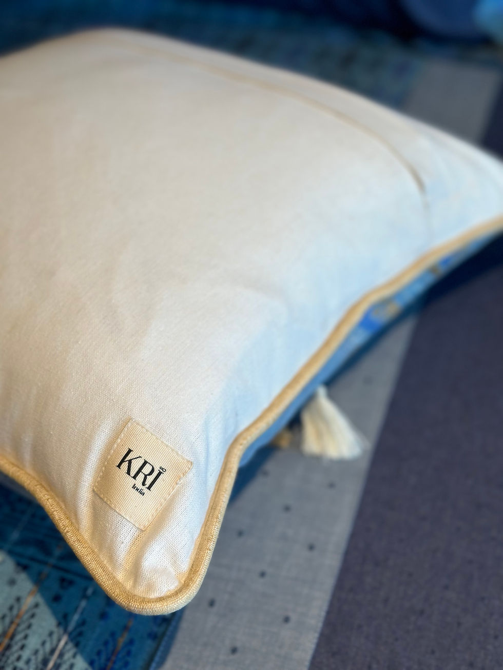 Thumbnail: The Minimalist Powder Blue Geometric Tassel Cushion Covers