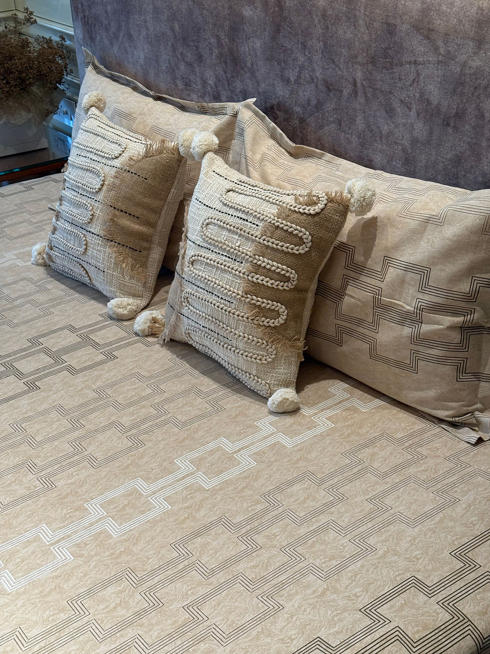 Thumbnail: The Minimalist Beige Geometric Budget Bedsheet Set