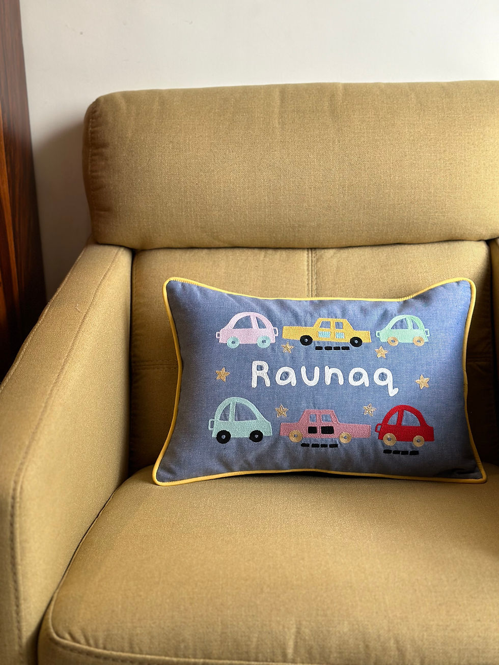 Thumbnail: Tots Baby Cars Personalised Name Cushion Cover