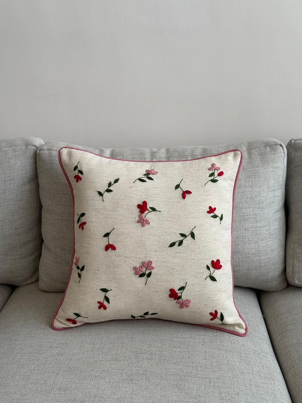 Thumbnail: Bloom Red & Pink Meadow Cushion Cover