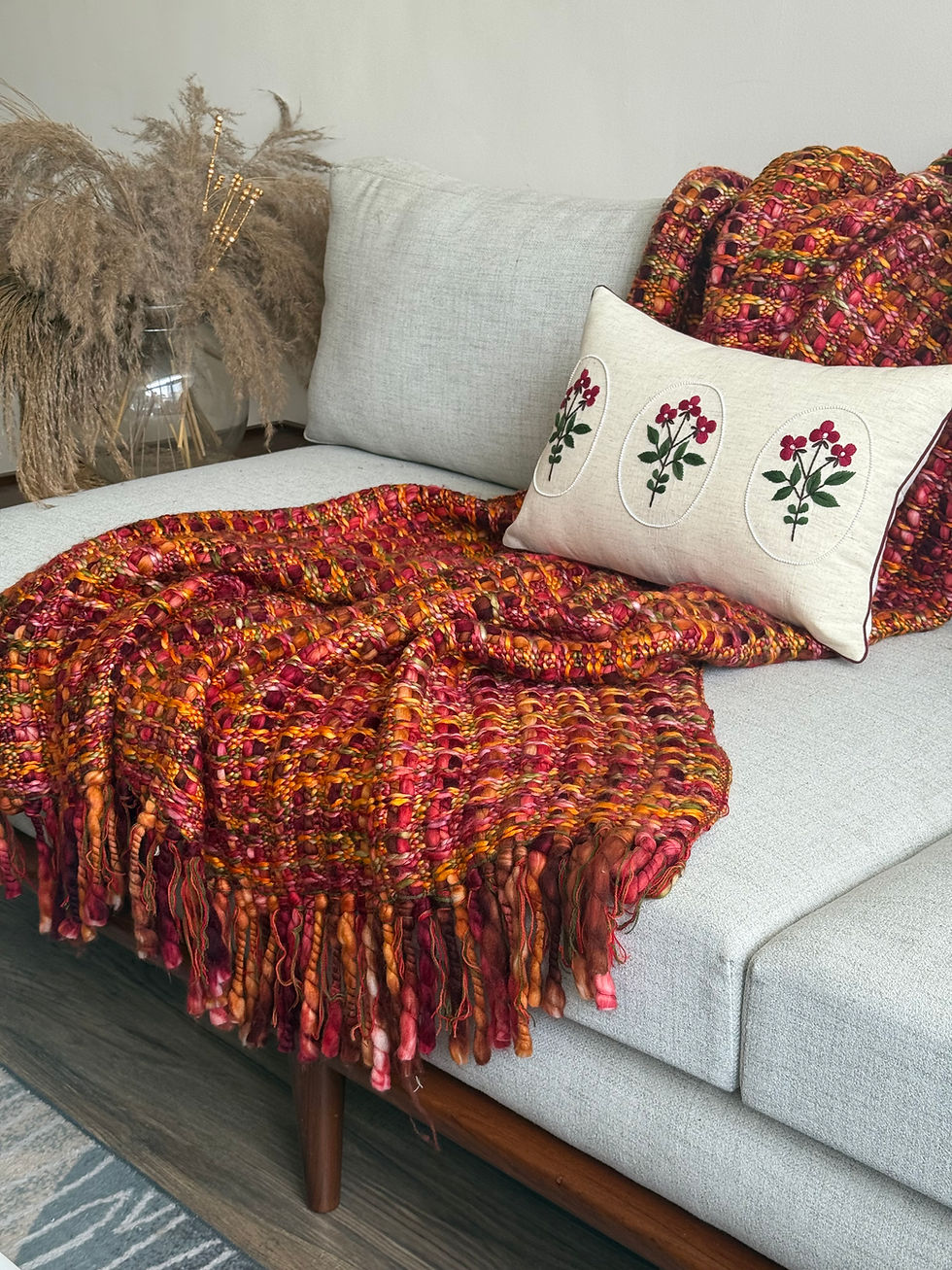 Thumbnail: Distressed Magenta Multicoloured Weave Throw