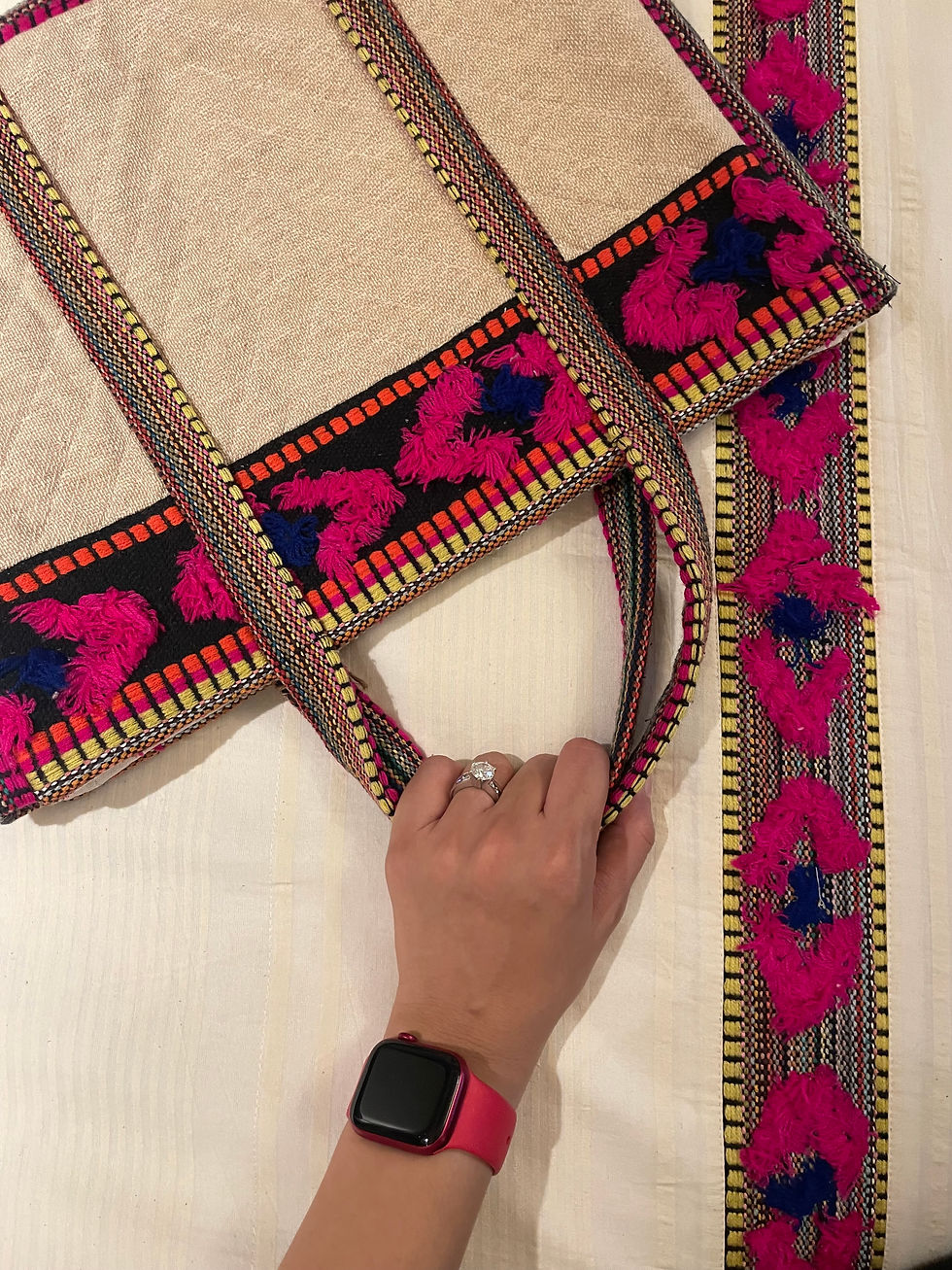 Thumbnail: Raw Distressed Boho Tote Bag