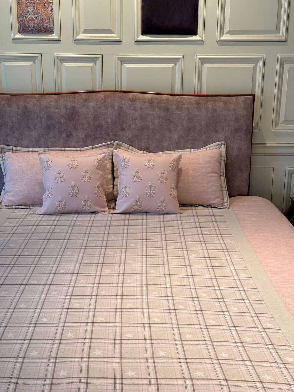 Thumbnail: Tots Checkers Powder Pink Stars Bedsheet Set