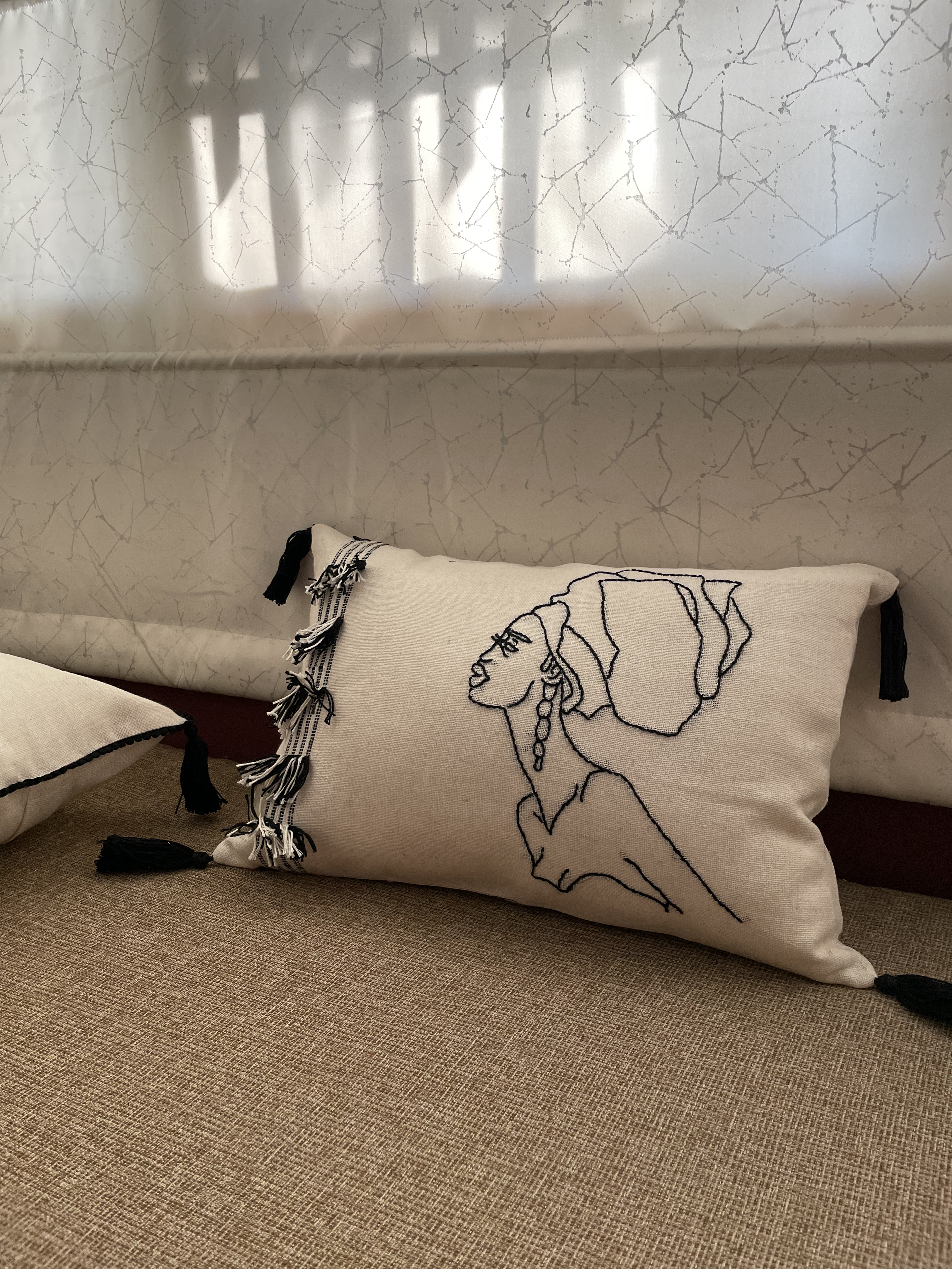 Lined Tribal Cushion cover 12x18"
