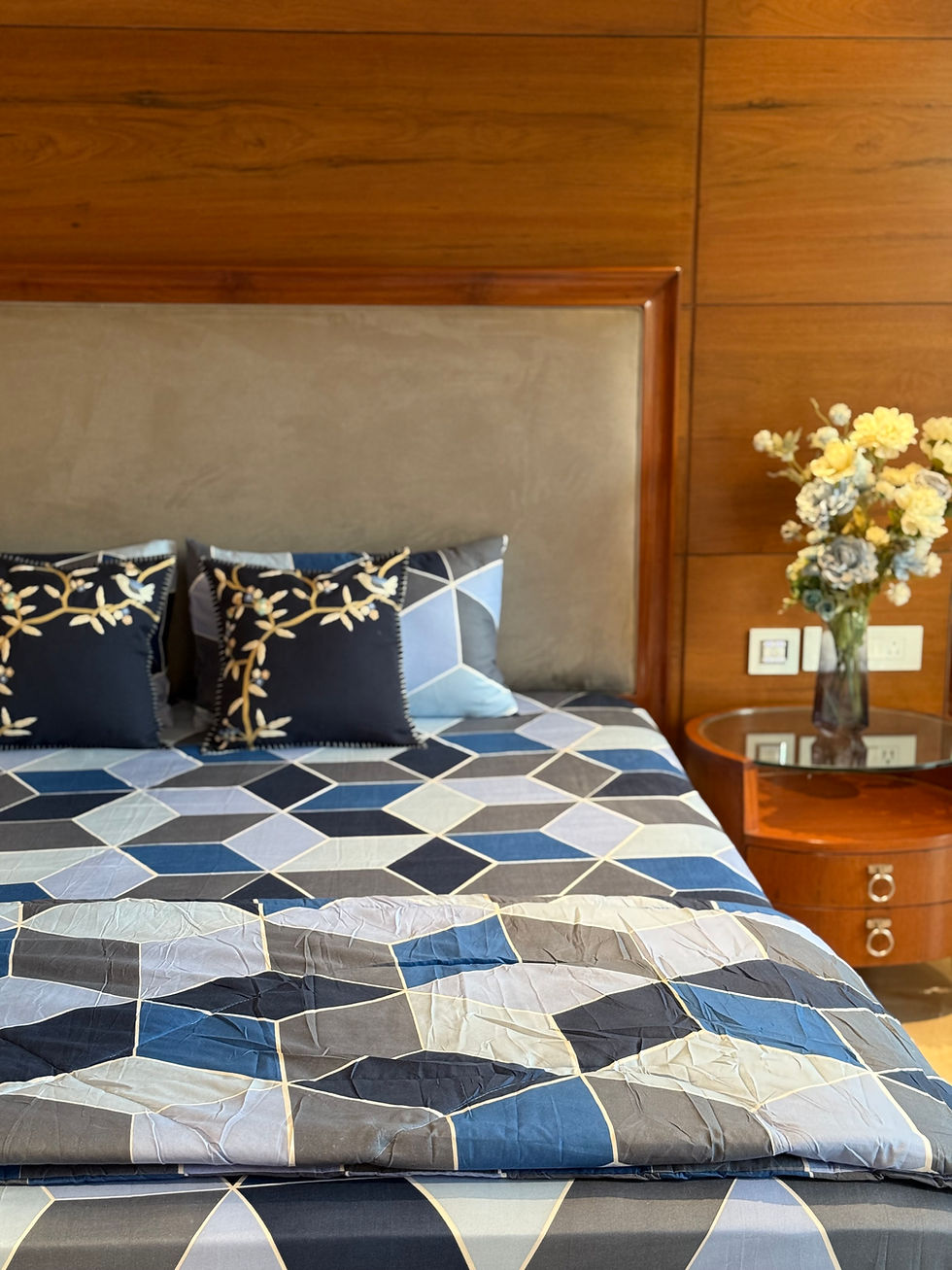 Thumbnail: The Minimalist Navy Steel Grey Geometric Comforter Set