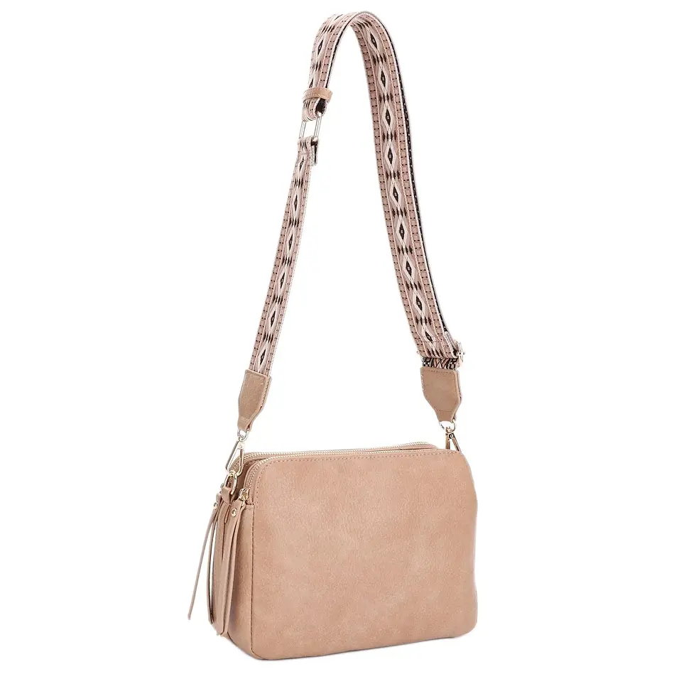 Thumbnail: 3 Compartment Crossbody Bag With Guitar Strap