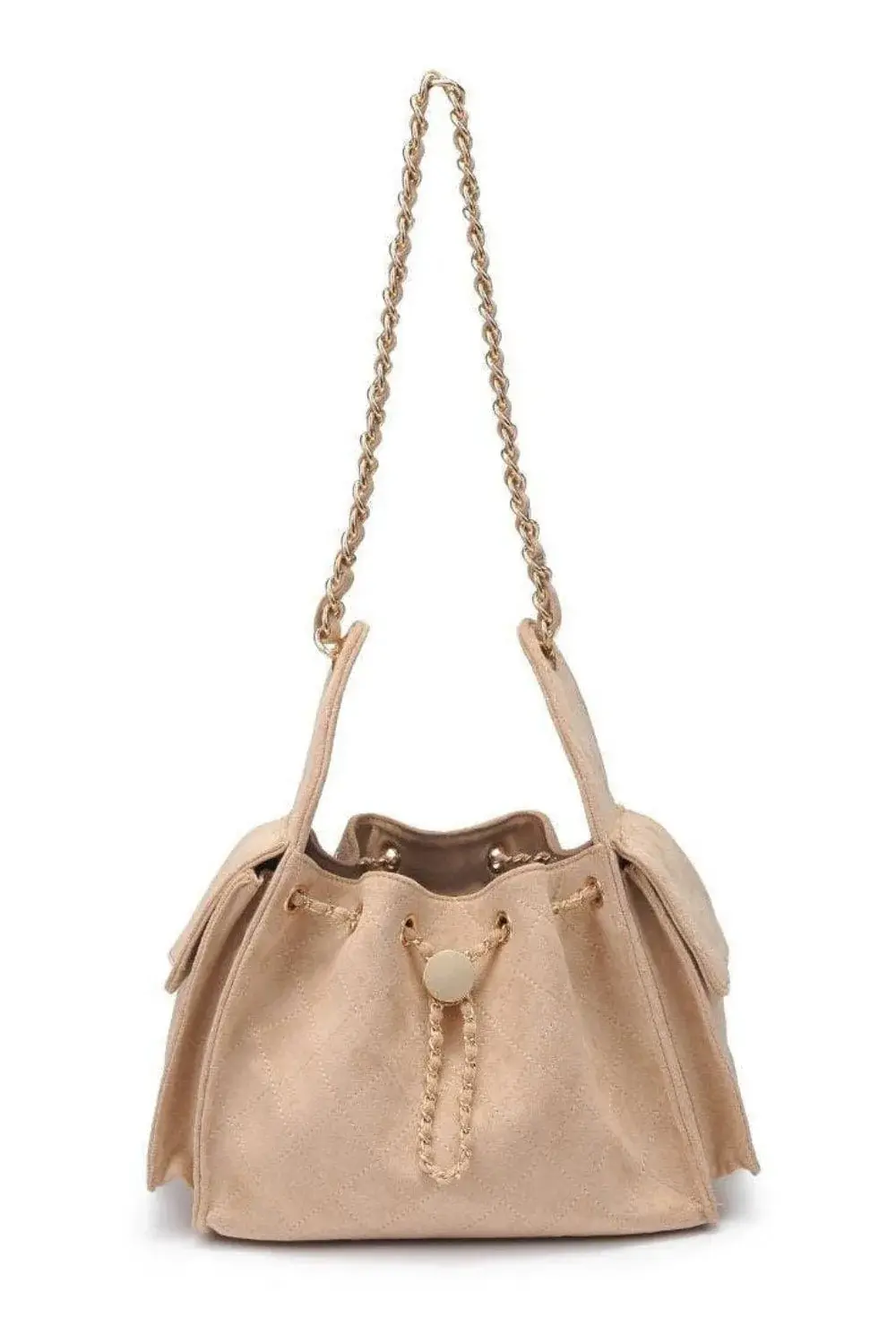 Faux Suede Hobo Bag With Chain Strap