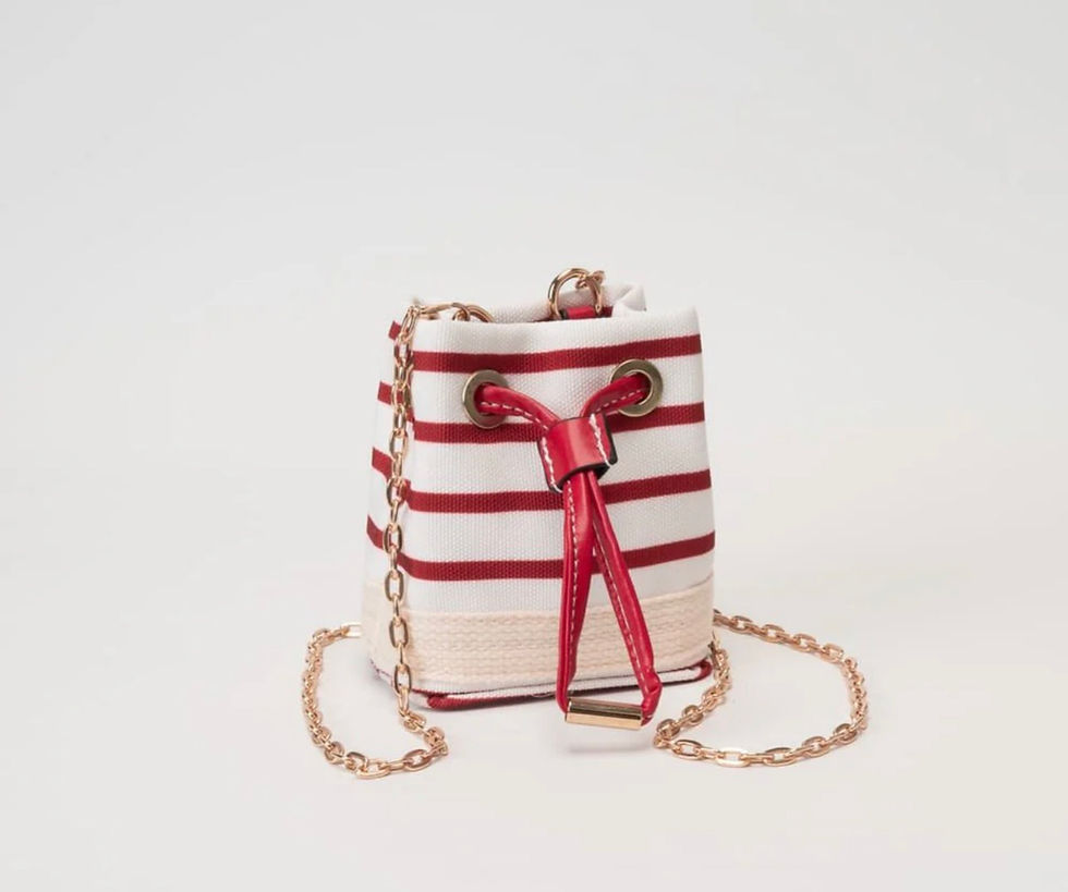 Thumbnail: Striped Mini Crossbody Bucket Bag