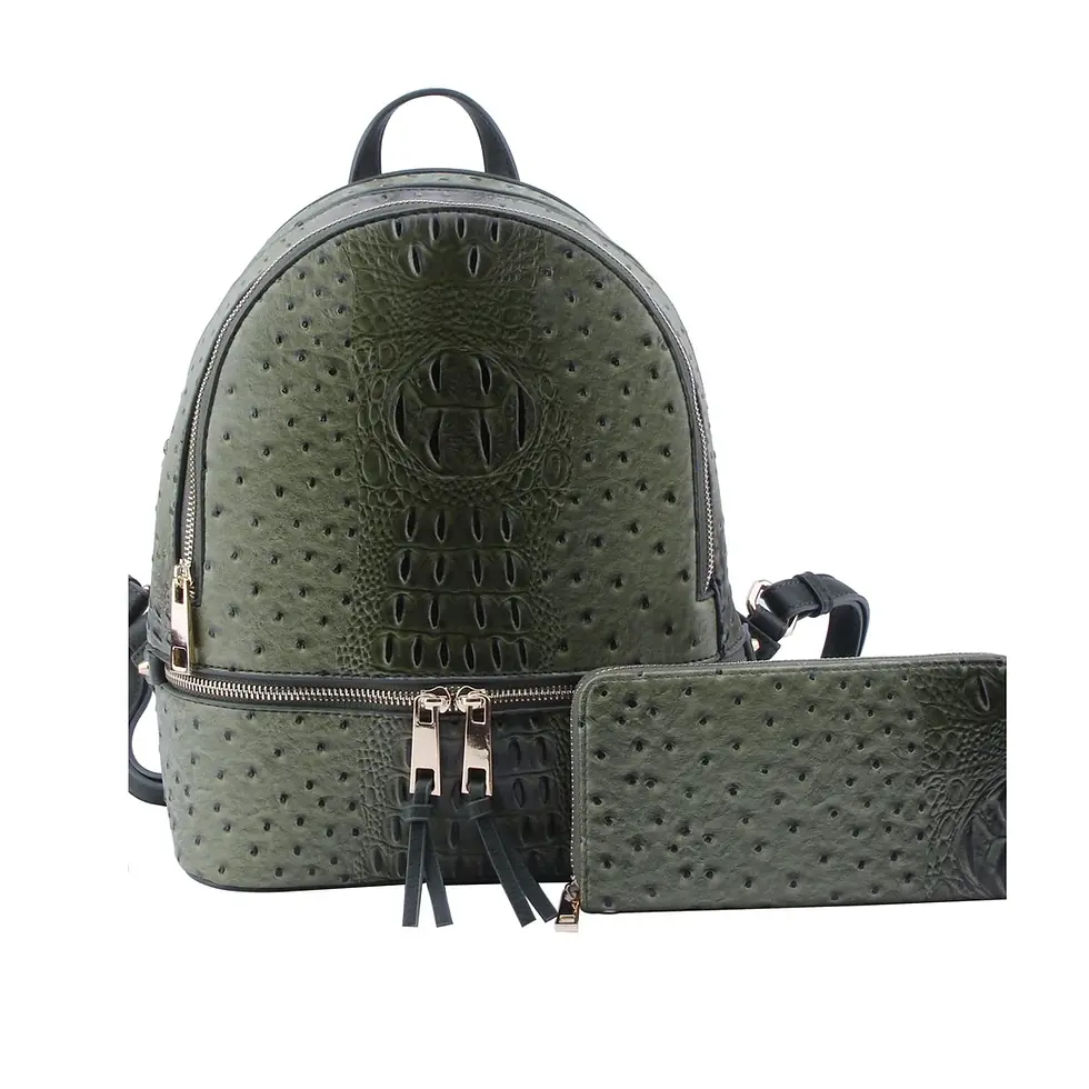 Thumbnail: Ostrich Crocodile Backpack and Wallet Set