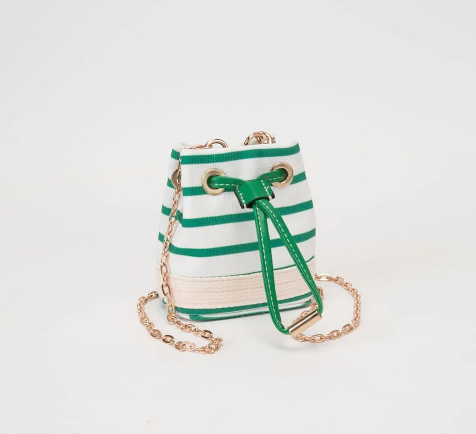 Thumbnail: Striped Mini Crossbody Bucket Bag