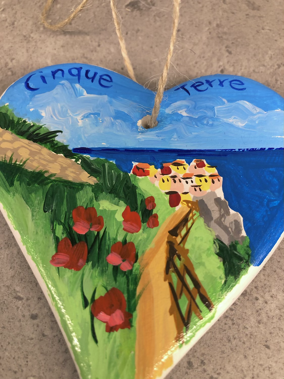 Thumbnail: Manarola Trail View - Ceramic Heart Ornament 