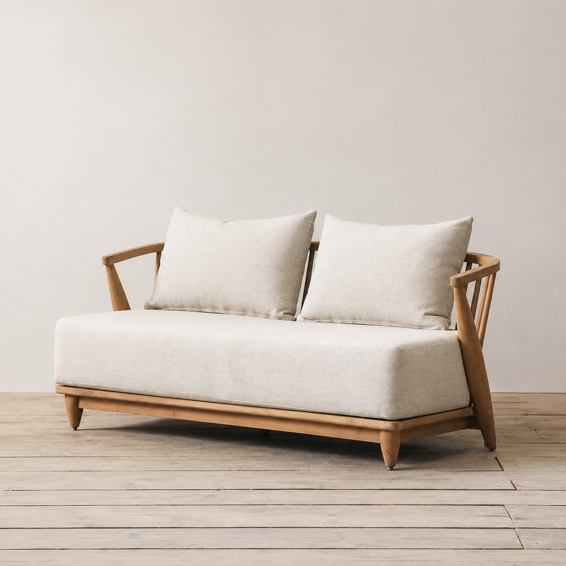 Pencil outdoor sofa. Made from reclaimed teakwood.