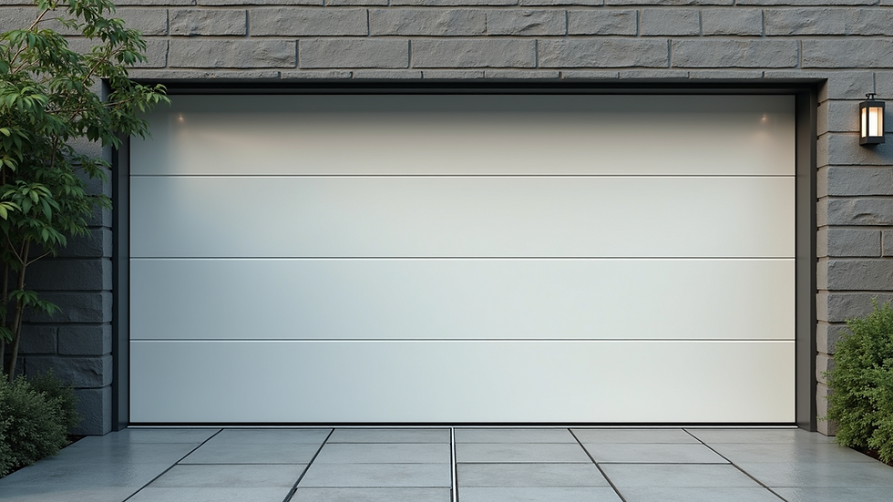 Close-up view of a well-maintained garage door with clean panels