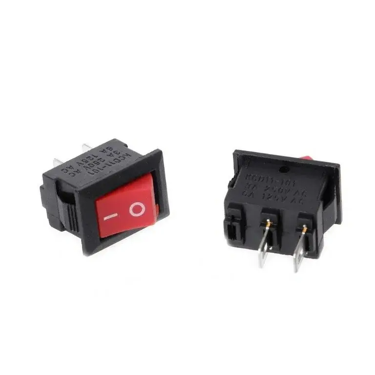 SPST Rectangular Rocker Switch (Small) - Black/Red