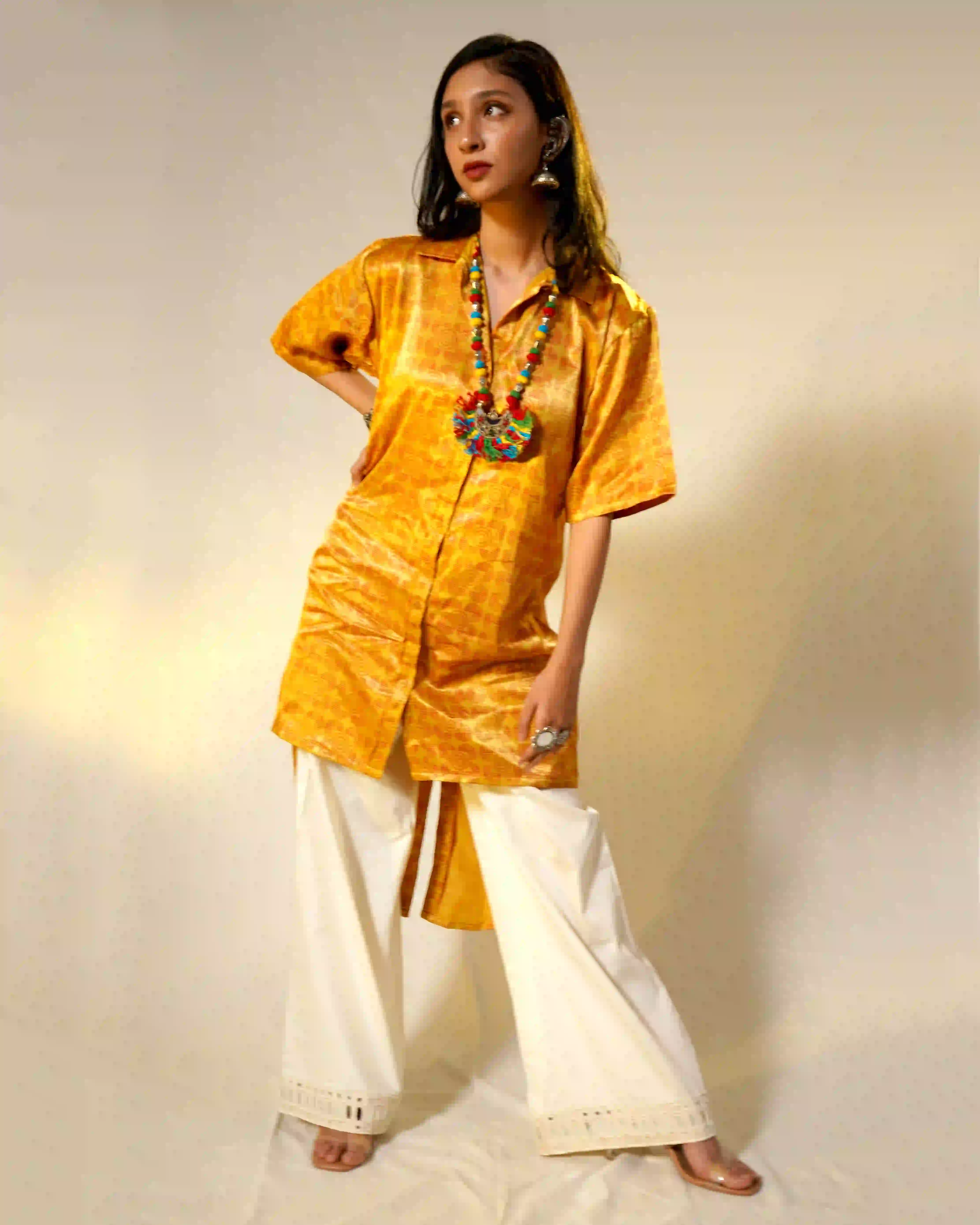 Over-sized Ajrakh long shirt