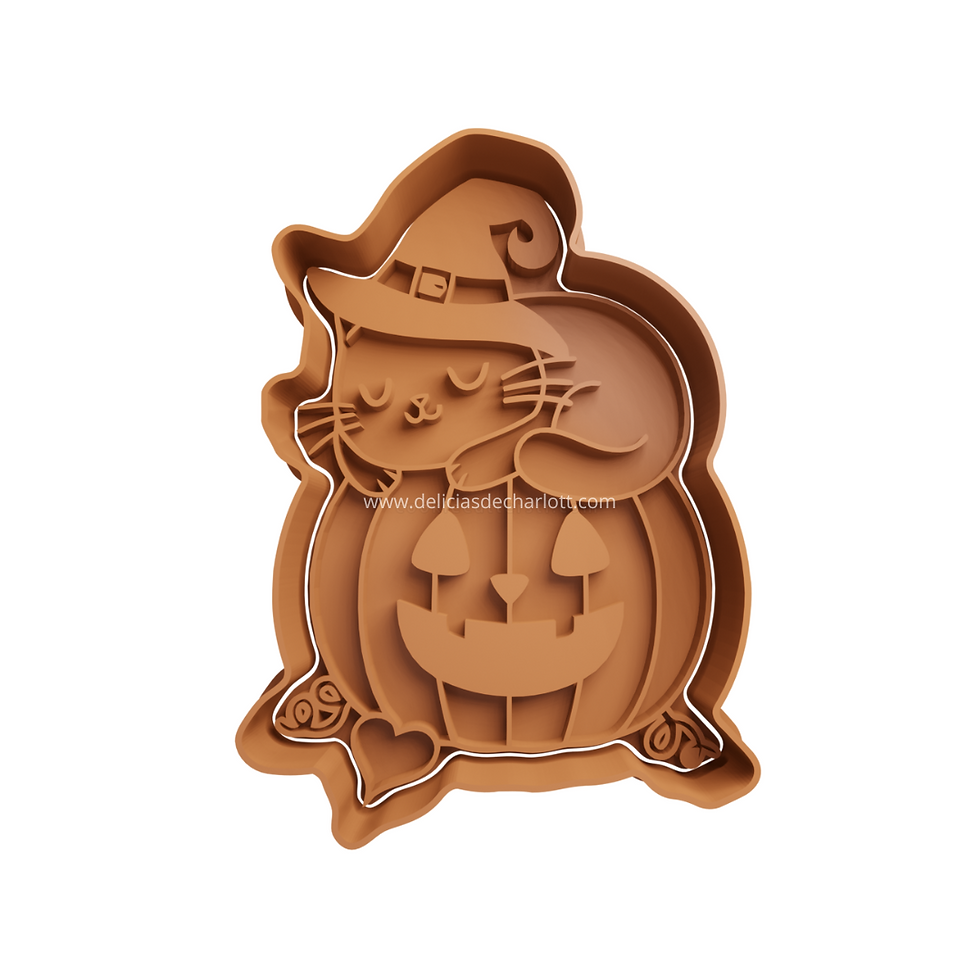 Cortador Gato Bruja en Calabaza - Halloween