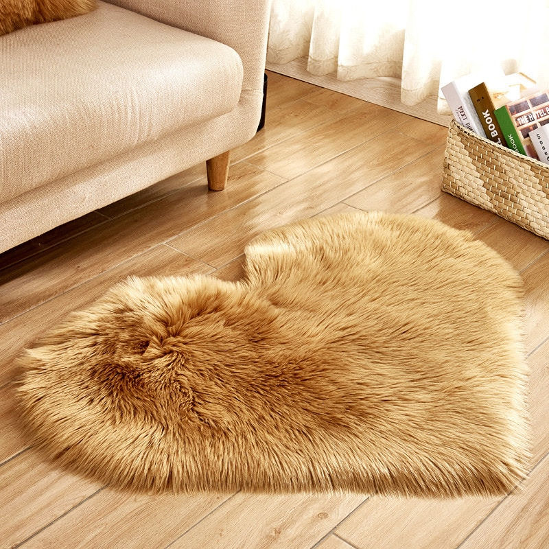 Thumbnail: Heart Shape Fluffy Rugs Washable Faux Fur Rug For Kids Bedroom Sofas Cushion Mat