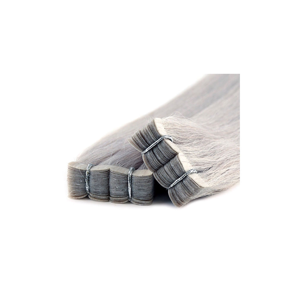 Thumbnail: Mini Tape In Extensions. 100% Human Remy Hair. Colour(s) Med. Grey.