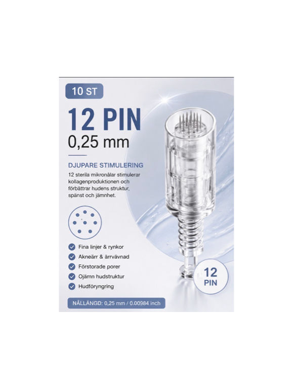 Microneedling Nål | 12 Pin 0,25 mm Nålpatroner 10st