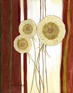 Natures Cure gold, copper, and cream dandelions in the dot and line series style. Cecile Grace Charles art.