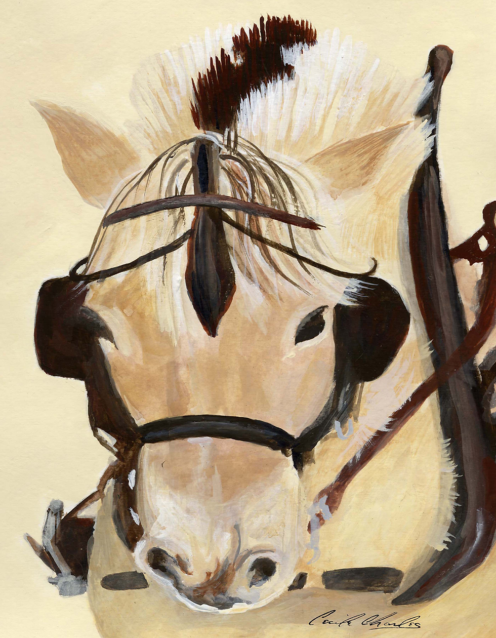 Yoked Original Fine Art Fjord Horse by Cecile Grace Charles