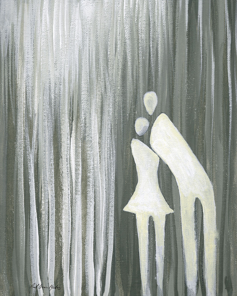 The Hug - Original Fine Art by Cecile Grace Charles