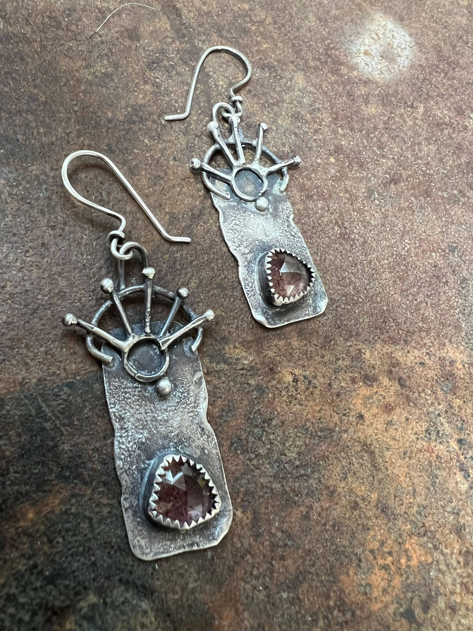 Strawberry quartz and silver earrings