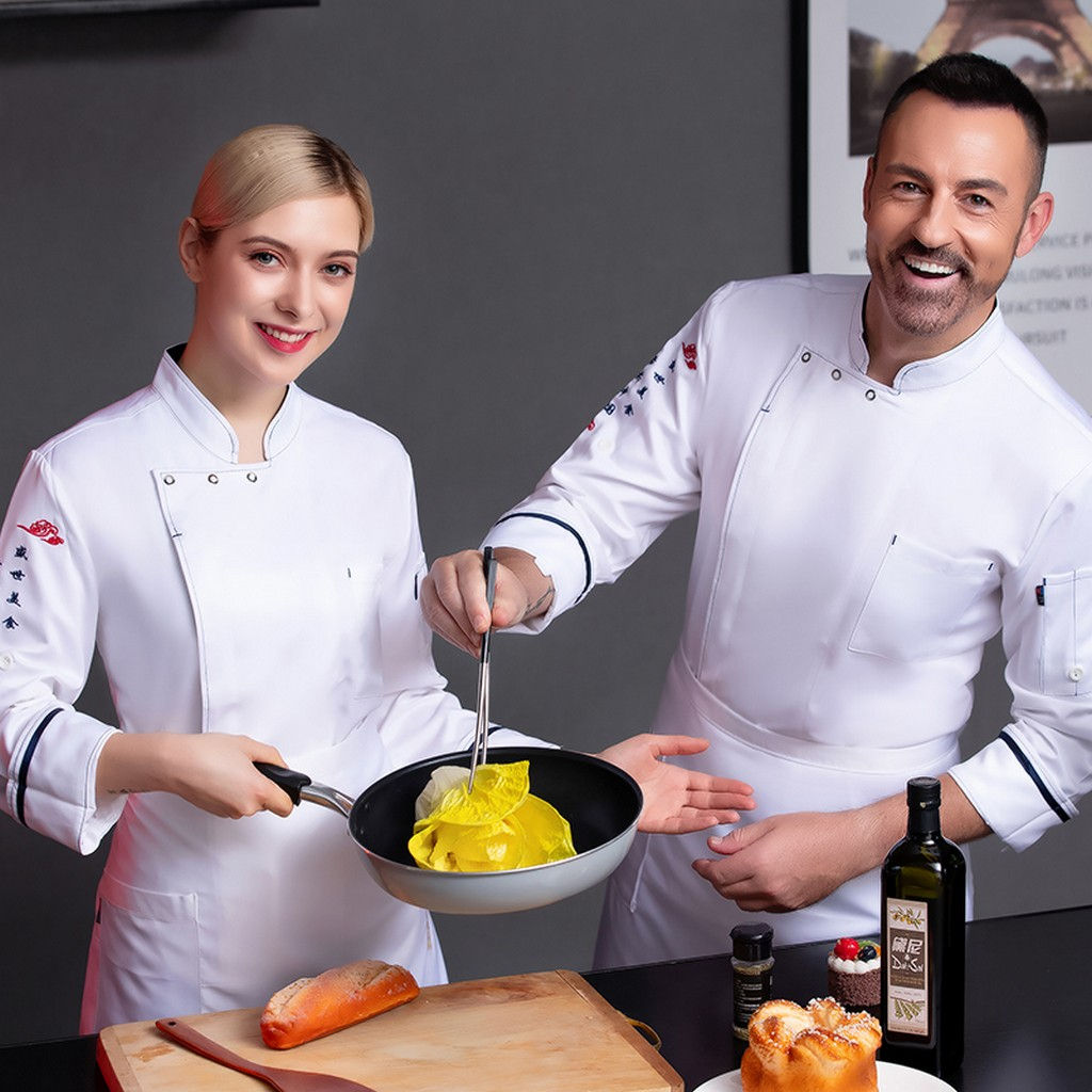 Neck Snap On Button Chef Coat