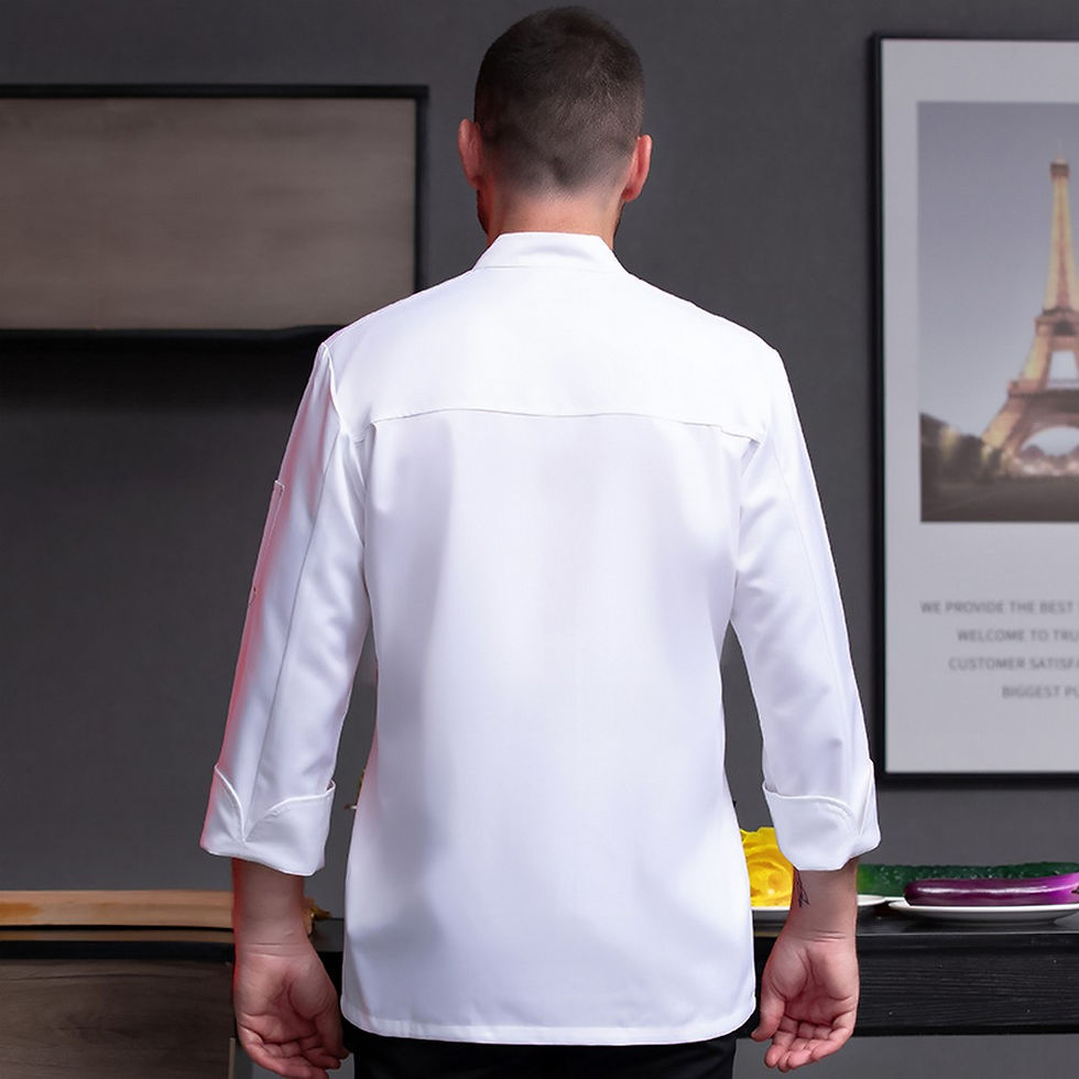 Thumbnail: Double Brested Golden Snap On Button Chef Coat