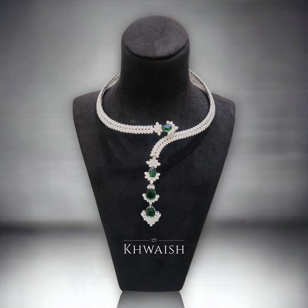 western emerald green choker necklace set