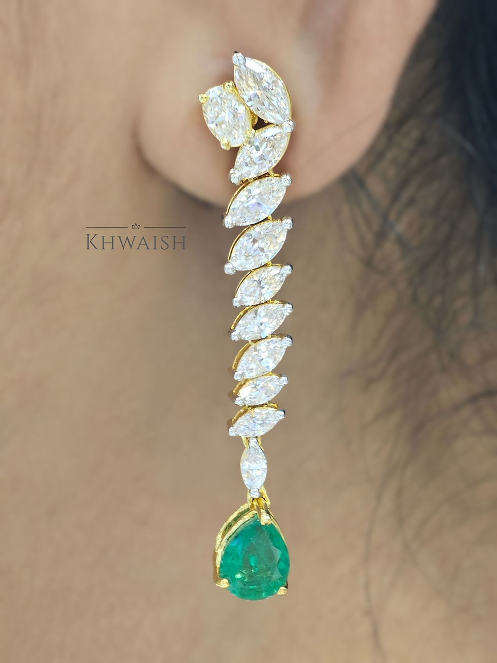 Sterling Silver Emerald Drop Earrings