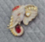Elephant Cz Unisex Brooch with Polki