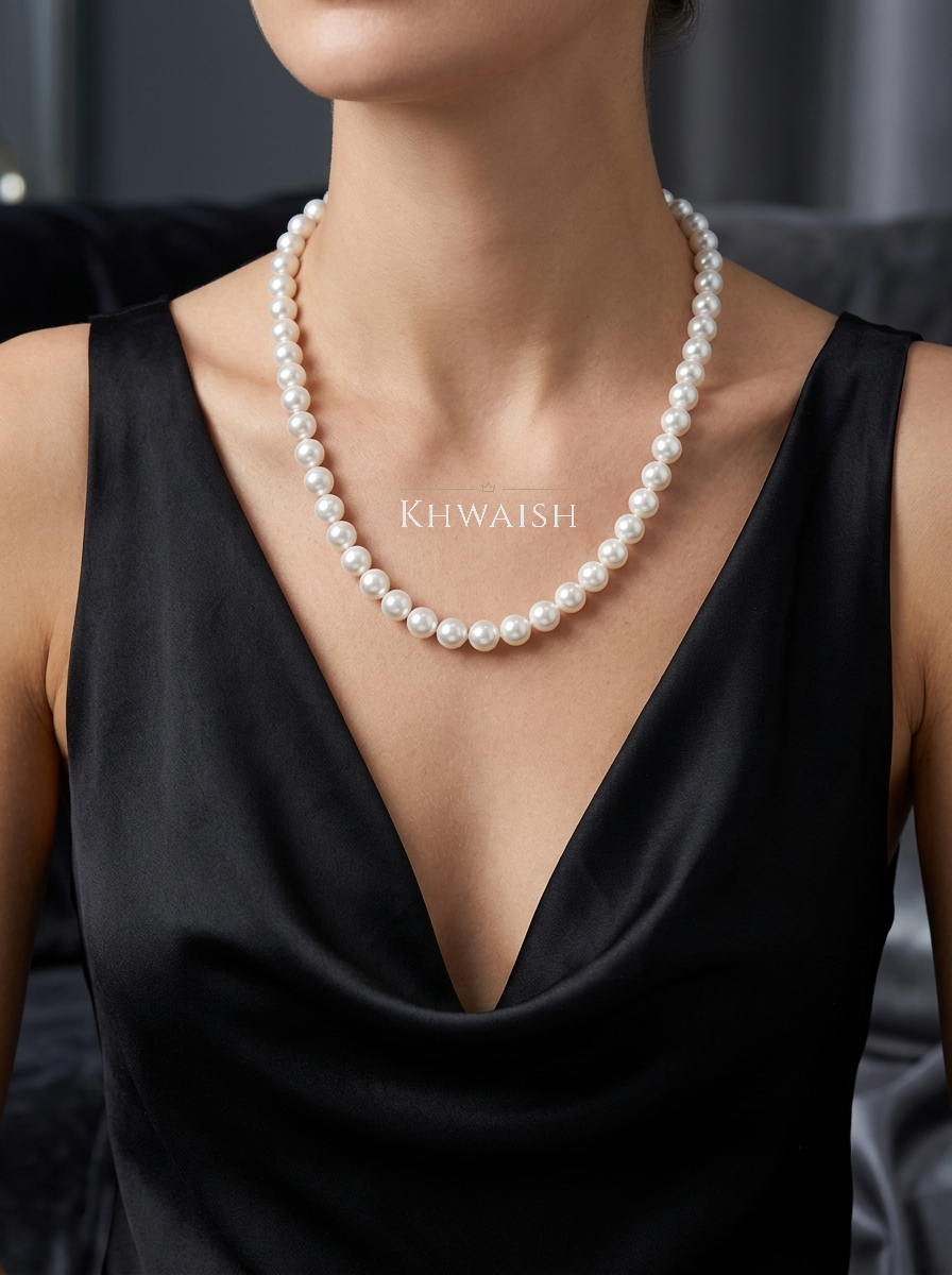Natural Shell Pearl String Maala Necklace