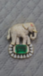 Elephant Unisex Brooch with Emerald Accents