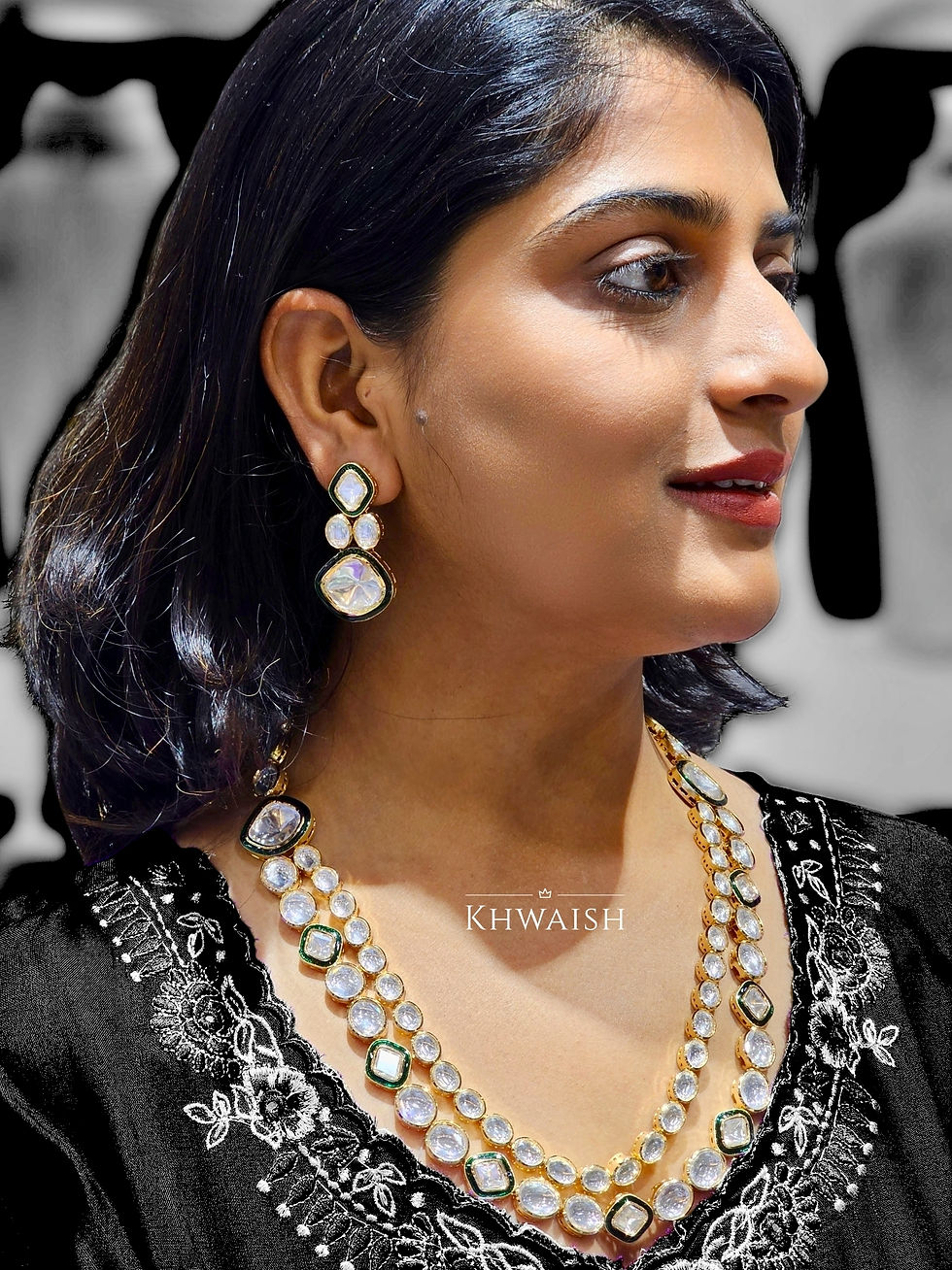 Uncut Polki Necklace Set with Enamel Work