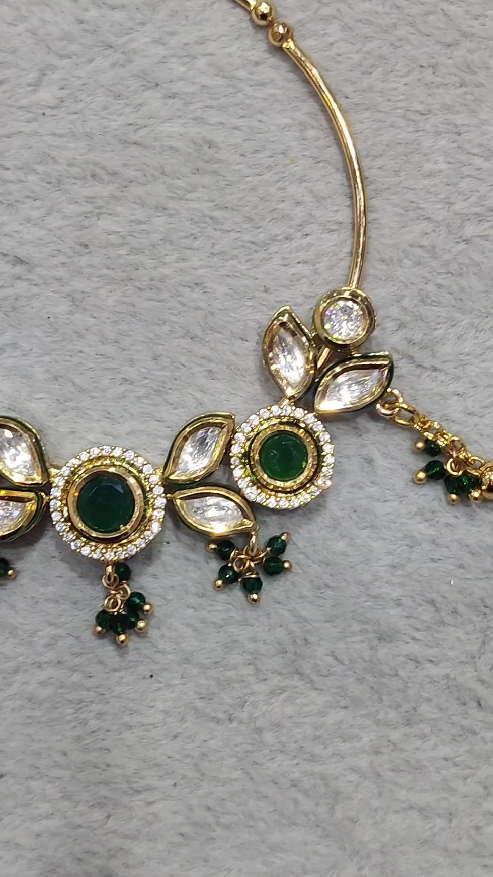 Thumbnail: Kundan Polki Emerald Green Nath