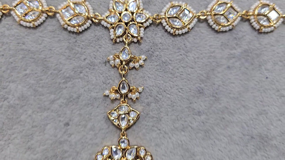 Sheeshphool Jadau Kundan Polki and Pearls Sheeshpatti | Mathapatti
