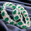Thumbnail: emerald green cz stones bangle bracelet