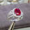 Thumbnail: Ruby Red Oval Cut 925 Sterling Silver CZ Diamonds Ring: A Truly Timeless Gift