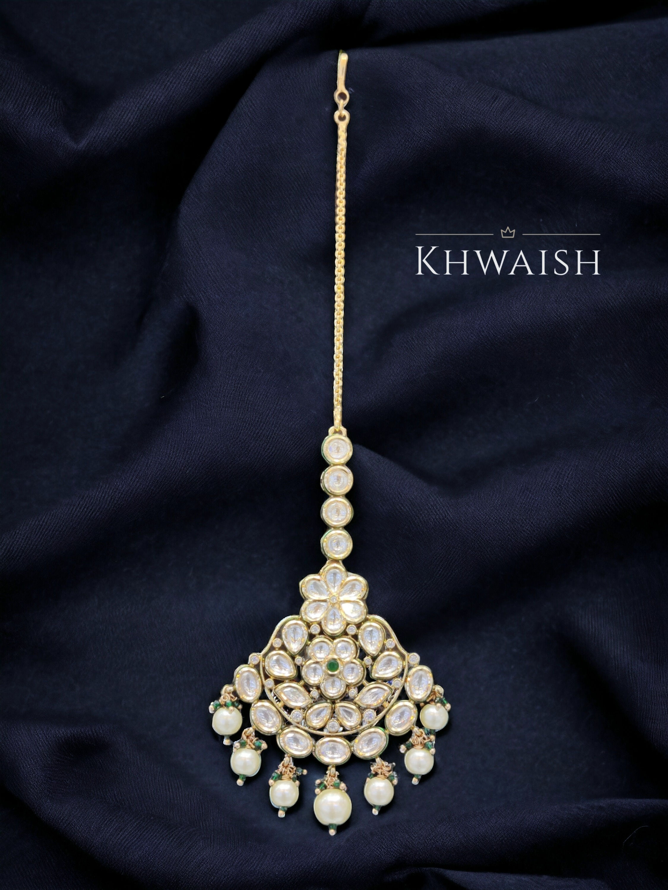 Kundan Polki Maang Tikka with Pearls
