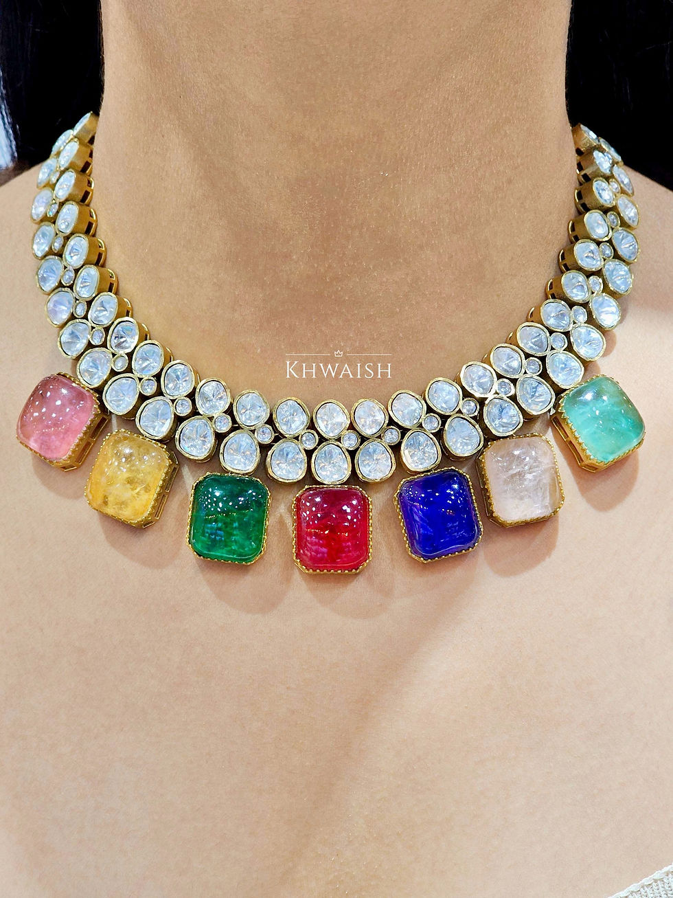 navaratna kundan polki necklace set
