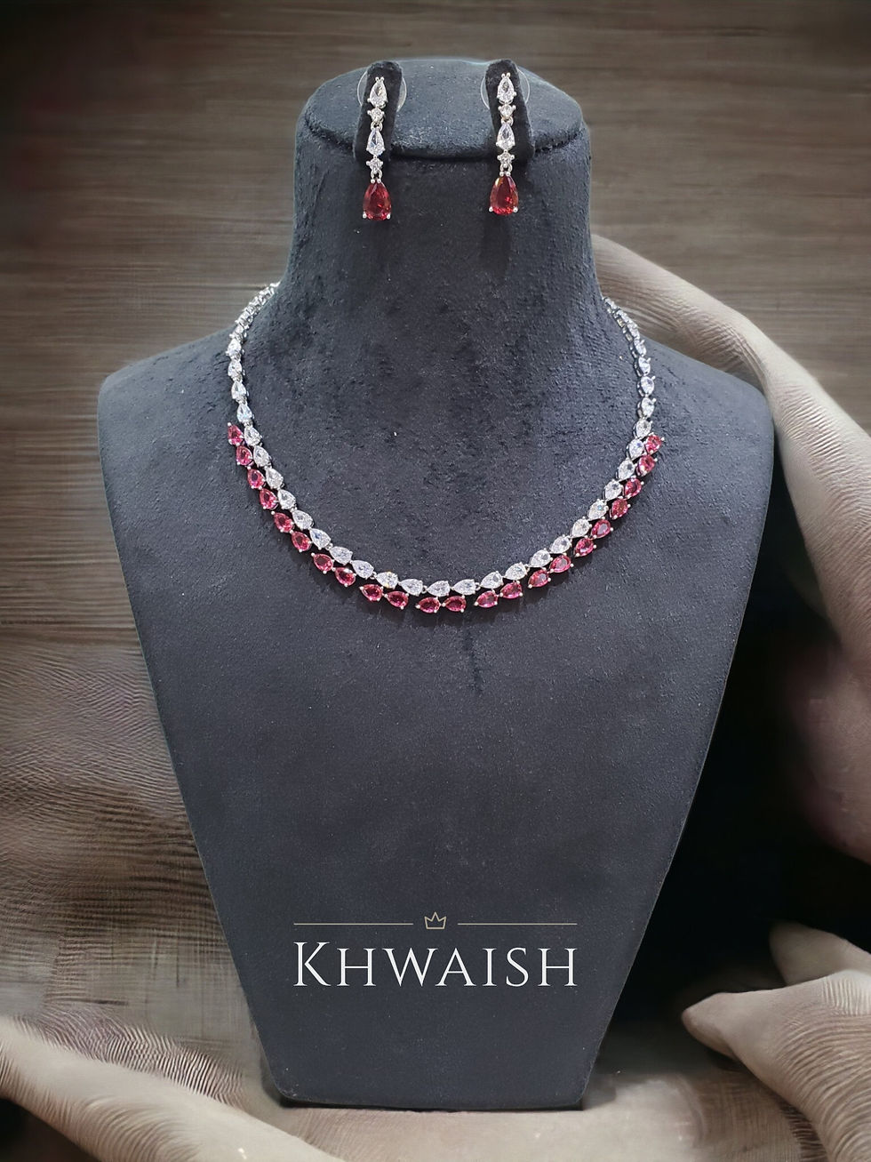 pear-cut ruby string necklace set